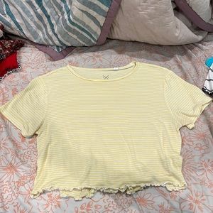 Pacsun Basic yellow and white striped t-shirt